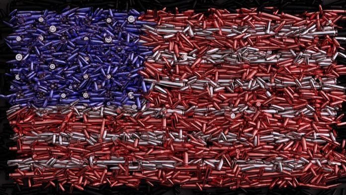 The American flag made out of bullets