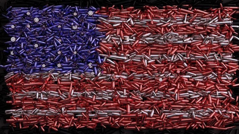 The American flag made out of bullets