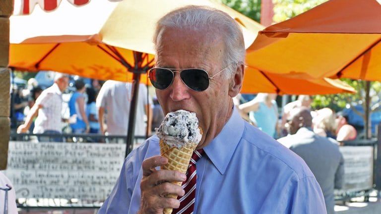Joe Biden eating ice cream.
