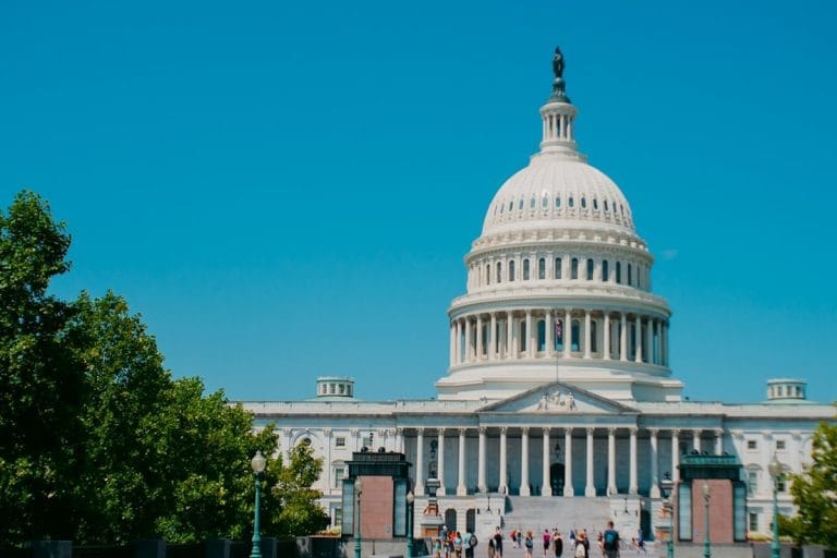 The U.S. Capitol shimmering through heat haze on a hot summer afternoon in Washington.